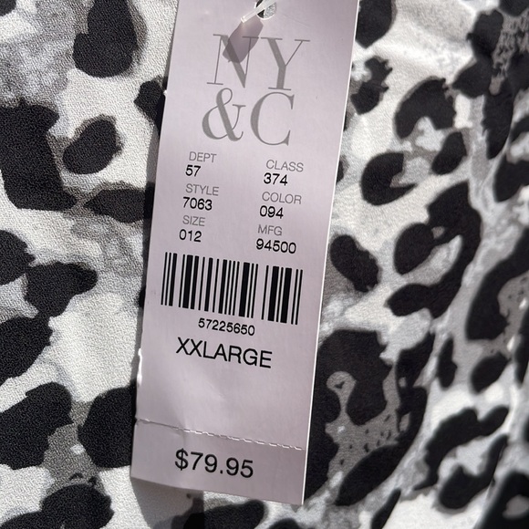 NWT-NY & Co.Black & White Leopard Print 2 Piece Set/ Skirt & Top Size XXL - Picture 9 of 13